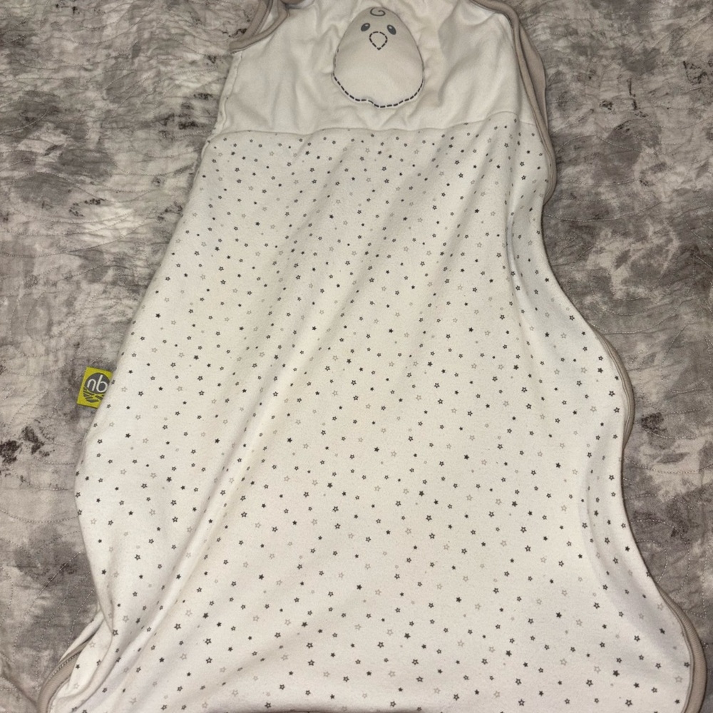 White Baby Sleep Sack with Star Pattern